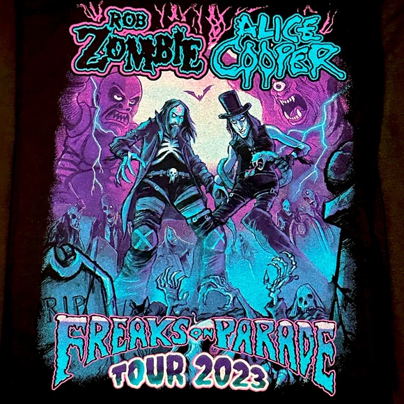 Rob Zombie & Alice Cooper Freaks on Parade2023 Tour Merch Shirt - Picture 6 of 11